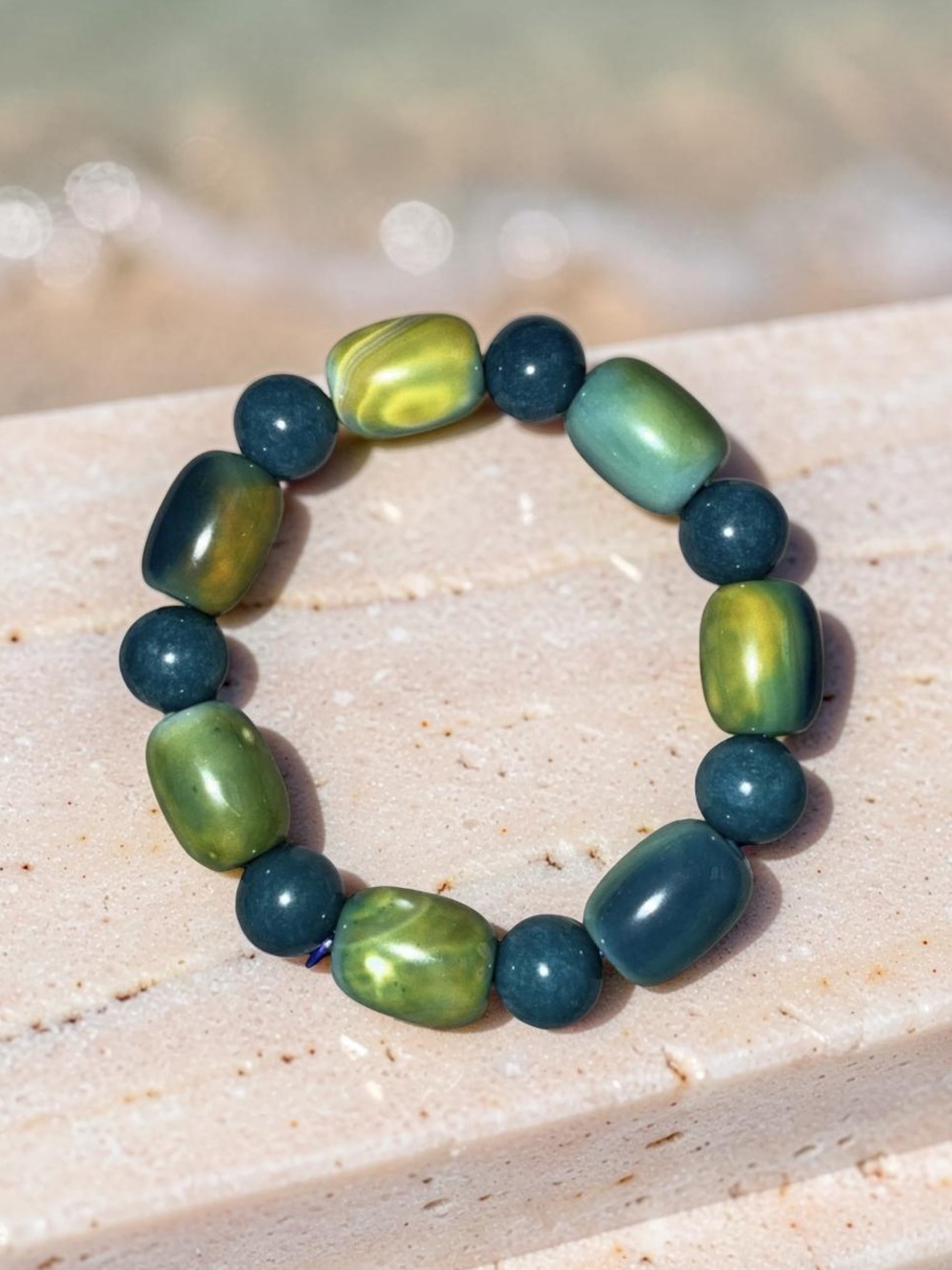 13x18mm Stunning Barrel Agate Bracelet 💙💚